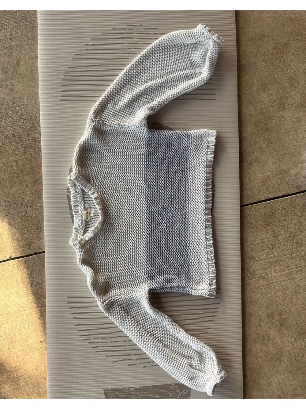 Light Cream Open-Knit Crewneck Sweater
